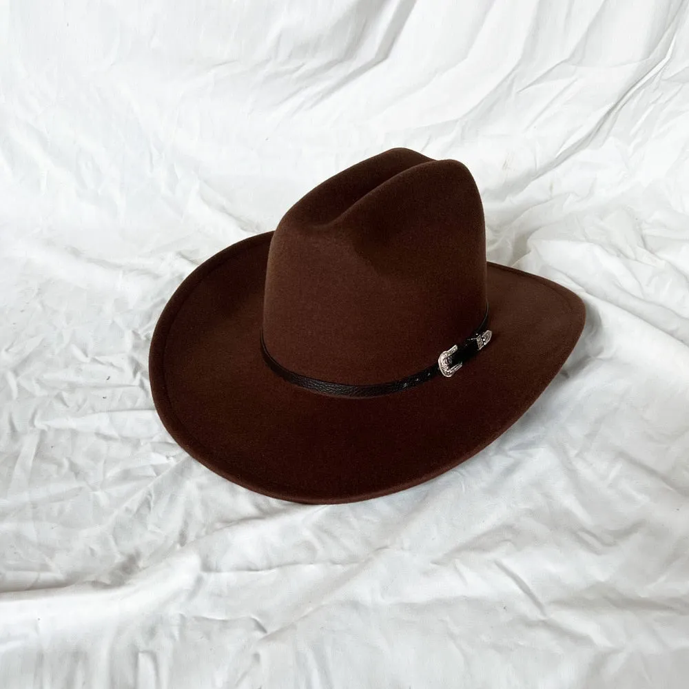 Vintage Casual Style Wide Brim Western Jazz Cowboy Hat for Unisex