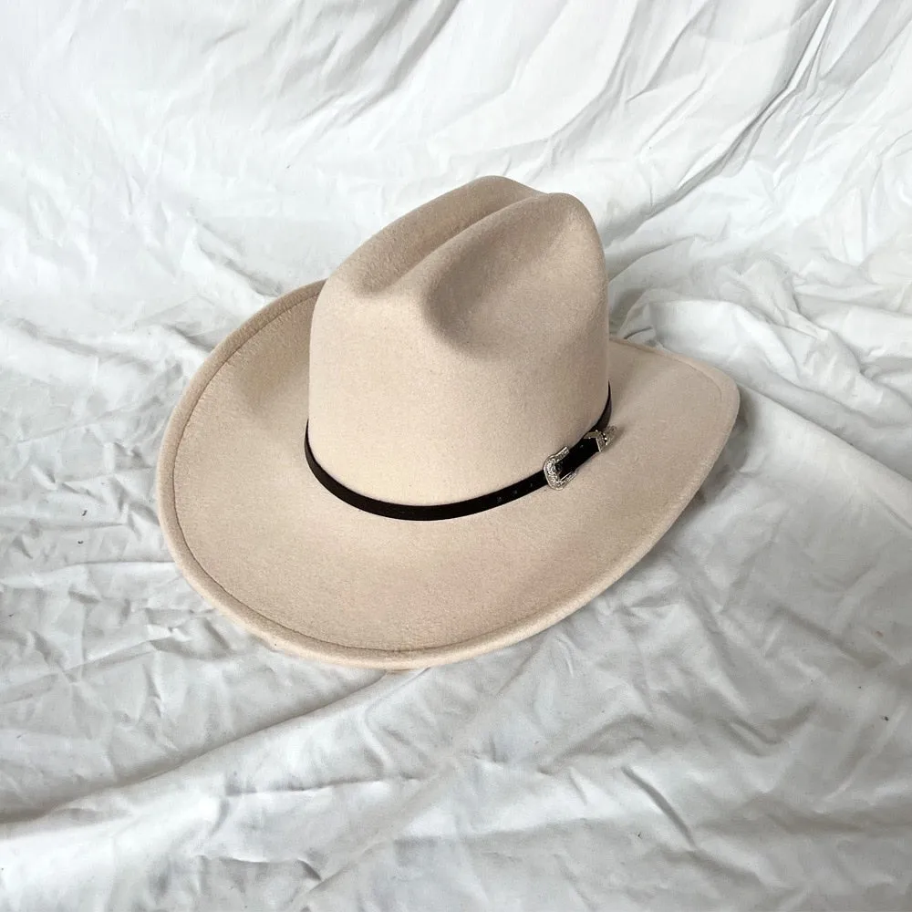 Vintage Casual Style Wide Brim Western Jazz Cowboy Hat for Unisex