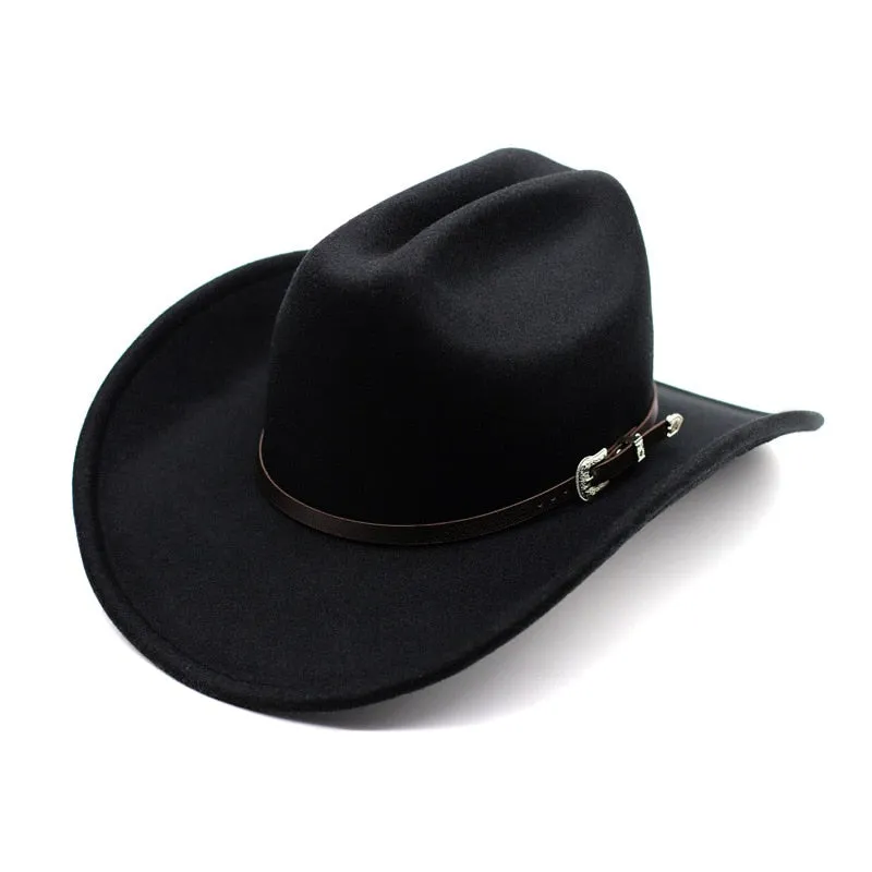 Vintage Casual Style Wide Brim Western Jazz Cowboy Hat for Unisex