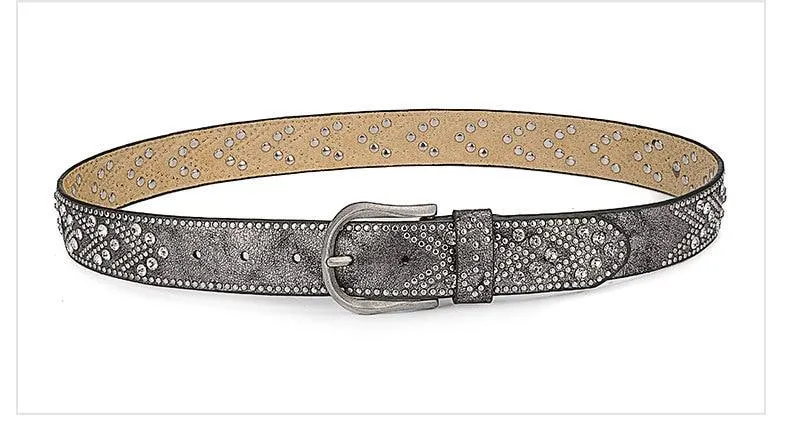 Vintage Luxury Women's Genuine Leather Rivet Designer Waist Belt