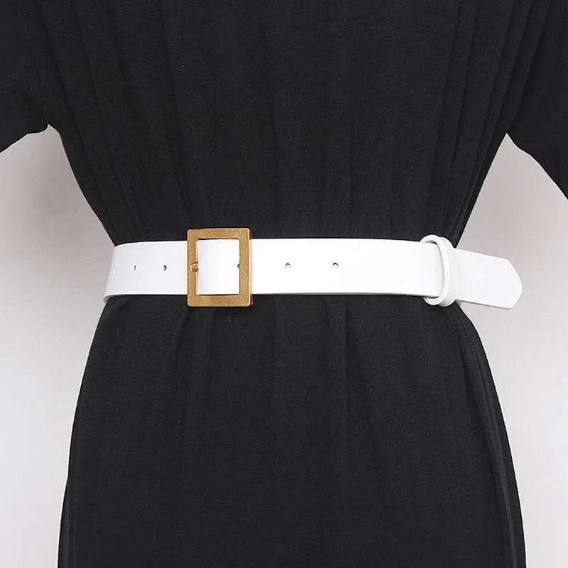 White Bulky Gold Chain Belt