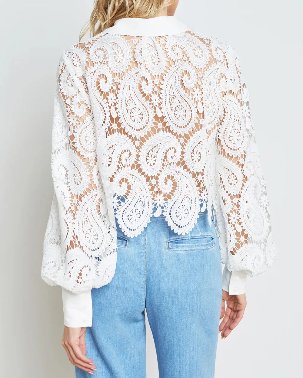 White Odelia Button Down Crop Shirt