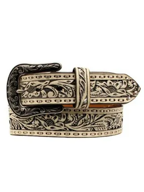 White Tooled Belt