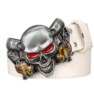 Wild Joker Poker Card Demon Clown Skull Metal Buckle Belts for Men and Women