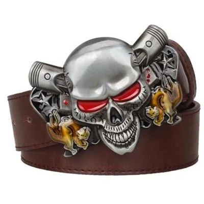 Wild Joker Poker Card Demon Clown Skull Metal Buckle Belts for Men and Women