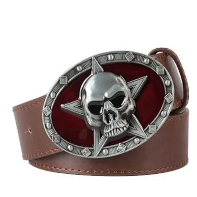 Wild Joker Poker Card Demon Clown Skull Metal Buckle Belts for Men and Women