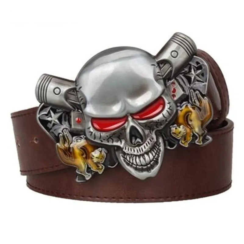 Wild Joker Poker Card Demon Clown Skull Metal Buckle Belts for Men and Women