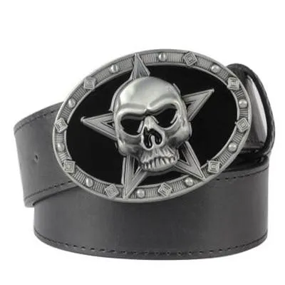 Wild Joker Poker Card Demon Clown Skull Metal Buckle Belts for Men and Women