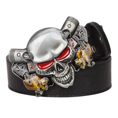 Wild Joker Poker Card Demon Clown Skull Metal Buckle Belts for Men and Women