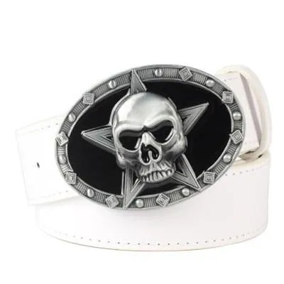 Wild Joker Poker Card Demon Clown Skull Metal Buckle Belts for Men and Women