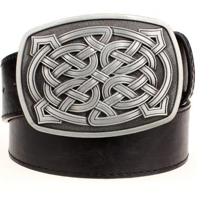 Women and Men Synthetic Leather Weave Stripe Pattern Chinese Style Belt