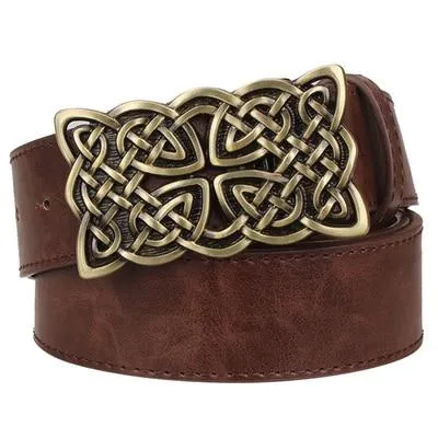 Women's Retro Celtic Knot Weave Hip Hop Decorative Synthetic Leather Belt