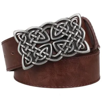 Women's Retro Celtic Knot Weave Hip Hop Decorative Synthetic Leather Belt