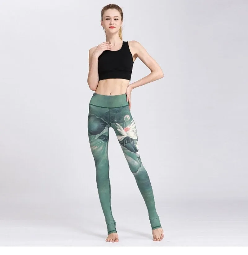 Women's Sexy Printed Elastic Fit Yoga Pants Workout & Running Tights