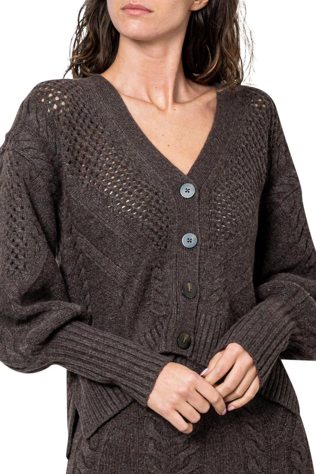 Wool cardigan with cut-out detail